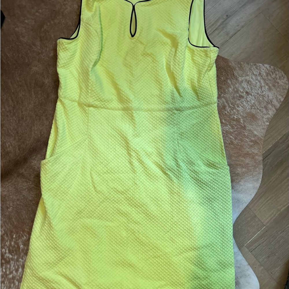 Land’s End Dress Size 14 Lime Green Keyhole Pockets Vacation Summer Shift Dressy